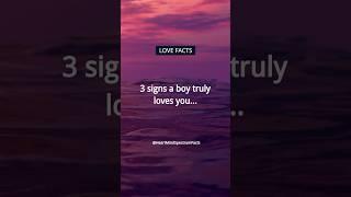 3 signs a boy TRULY LOVES you | Boys Crush Facts and Love Facts for Girls ️  #shorts