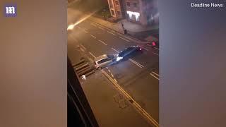 Driver of car being rammed is hauled from vehicle and chased