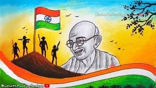 Gandhi drawing special for Happy Independence Day||Republic Day poster painting