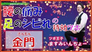 2月8日のラッキーツボは『金門』（きんもん）。腰の痛みが大きくなってきて、足がしびれてきてしまっている時におススメです。