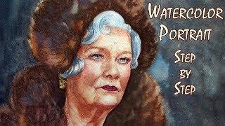 WATERCOLOR PORTRAIT TUTORIAL Judi Dench Step by Step