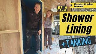 Van Build Shower: Lining the Shower and Water Proofing