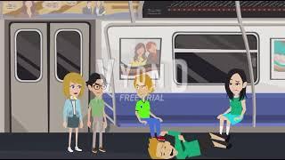 Childish Teenager Misbehaves on a NYC Subway train