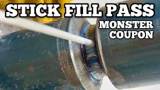 Stick Fill Pass on a Monster Coupon Pipe | 6g Welding Quick Tips