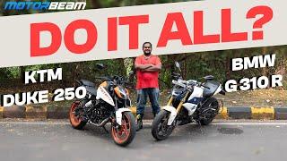 KTM Duke 250 vs BMW G 310 R - Best Quarter-Liter Naked Motorcycle? | MotorBeam