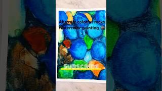 Abstract colorful rocks watercolor painting #tutorial #art #drawing #trending #viralvideo #shorts