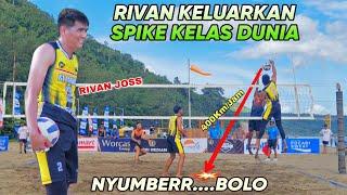 AKSI RIVAN NURMULKI MAIN VOLI PANTAI DI TURNAMEN KAPOLRES TULUNGAGUNG CUP 2024