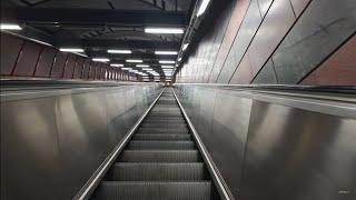 Sweden, Stockholm, Kungsträdgården Subway Station, 2X escalator @ night