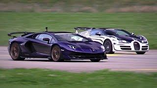 Lamborghini Aventador SVJ vs. Bugatti Veyron vs. Pagani Huayra | Head-to-Head Accelerations!