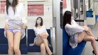 Japanese girl Underwear LOOKBOOK with up skirt on the subway Ai 실사 룩북