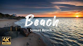 4k drone beautiful nature video- sunset beach | 4k drone relaxing music  | planet earth 4k video