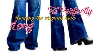 How to Shorten and Hem wide leg Jeans and Keeping Original Hem..DIY