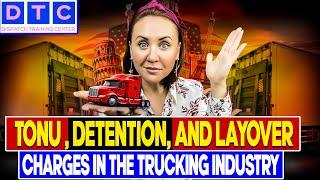 Dealing with TONU (Truck Order Not Used), detention, and layover charges in the trucking industry.