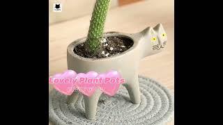 Cute Lovely Kitten Cat Ceramic Pot, Collective Planter Succulent Pots with Drainage - Succulent