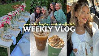 A WHOLESOME WEEKLY VLOG: hamptons picnic w/ my besties, events& coffee date w/ sam | Samantha Nicole