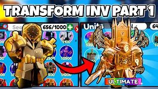 TRANSFORMING MY INVENTORY TO ULTIMATE UPGRADED TITAN CLOCKMAN in Toilet Tower Defense