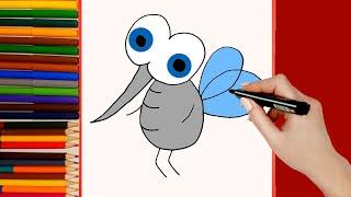 Como dibujar un Mosquito paso a paso. How to draw a funny mosquito