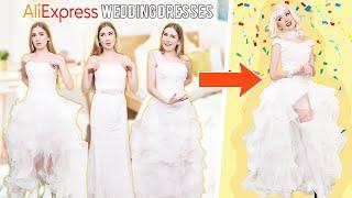 Transforming 3 CHEAP Wedding Dresses Into One GLAM Wedding Dress !!