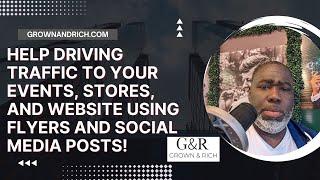 Help driving traffic to your events, stores, and website using flyers and social media posts!