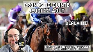  Pronostic Quinté / Super Top5 Jeudi 22 Août 2024. Deauville  Grand Prix des Femmes Jockeys