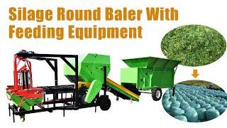 Automatic silage round baler work with feeding equipment! high efficiency silage packing machine