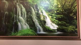 Moving waterfall picture in airport in Japan