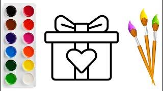 How to draw a gift? Gift box - Как нарисовать подарок? Простой рисунок для детей.