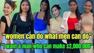 HOW MUCH MONEY MUST HE MAKE TO DATE YOU? | FILIPINA-FOREIGNER COUPLE | STREET INTERVIEWS 