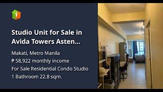 Studio Unit for Sale in Avida Towers Asten Makati City