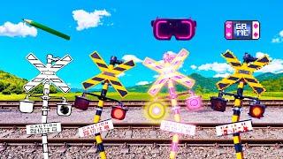 【踏切アニメ】いろんな個性を持つふみきりカンカン3Various personality railroad crossings3!!