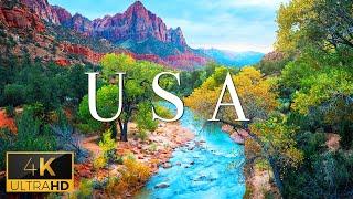 FLYING OVER THE USA (4K Video UHD) - Peaceful Music With Beautiful Nature Video For Relaxation On TV