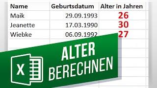 Aktuelles Alter berechnen in Excel | Alter mit =DATEDIF() berechnen