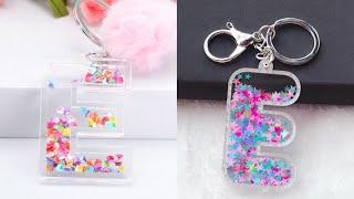 How to make Cute Name Letter Keychain/ acrylic fruit keychain / paper craft / School supplies