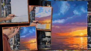 Zonsondergang schilderen met acrylverf voor beginners