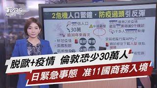 脫歐+疫情 倫敦恐少30萬人 日緊急事態 准11國商務入境【TVBS說新聞】20210108