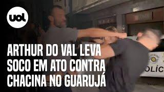 Arthur do Val, o Mamãe Falei, é agredido com soco durante ato contra chacina no Guarujá