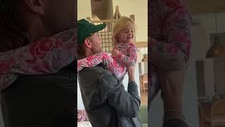 Showing dada her curled hair for the first time