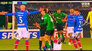 JAMES DOUGLAS SENDING OFF - GLENTORAN V LINFIELD - 2024 IRISH PREMIERSHIP FOOTBALL