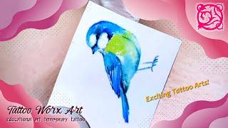 Delightful Blue Bird Temporary Tattoo: Step by Step Guide | #03