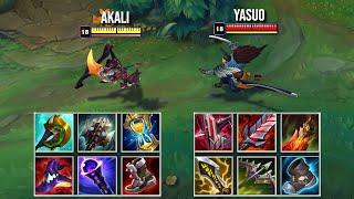 MATHEMATICALLY CORRECT AKALI vs YASUO FULL BUILD FIGHTS & Best Pentakills!