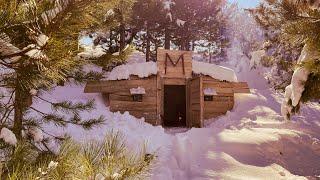 Snow Camping in My Shelter - Bushcraft Trip - Building a Wooden Cabin in Forest