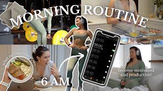 6AM productive morning routine: how to get up early, workout & healthy breakfast