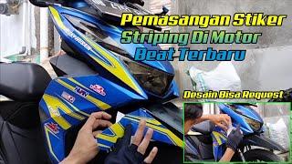 pemasangan stiker striping motor honda beat deluxe #motovlog #hondaracing #stripinghonda