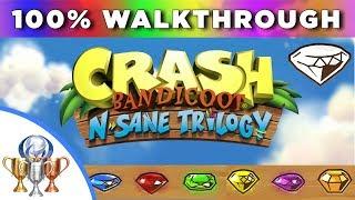 Crash Bandicoot 1 - N.Sane Trilogy 100% Full Walkthrough (Clear & Color Gems, Bonuses, Keys, Bosses)
