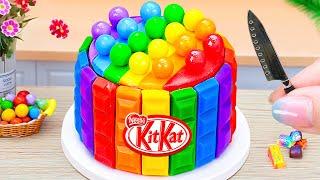 Rainbow Cake Using KITKAT EGG  Mini Rainbow Cake Decorating Ideas  Easy Miniature Cake Recipe 