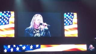 Robert Mason of WARRANT sings the National Anthem for the PBR