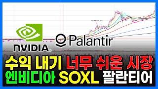 수익 내기 너무 쉬운 시장입니다. 엔비디아 SOXL 팔란티어....
