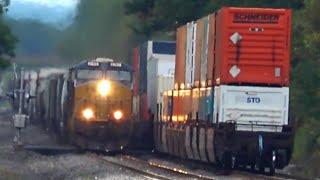 2 Big Fast CSX Trains Meet. Norfolk Southern Train Rounds The Curve. KCS Engine. Cabooses + More!