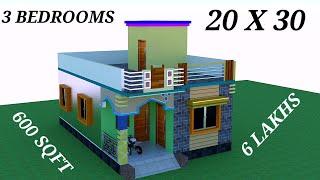 BEST 3 BEDROOM HOME MAP IN 20X30!! 20X30 house plan with 3 bedrooms!! 20x30 map