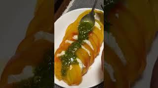 Burrata with Heirloom Tomato and Green Pesto | Appetizer Ideas